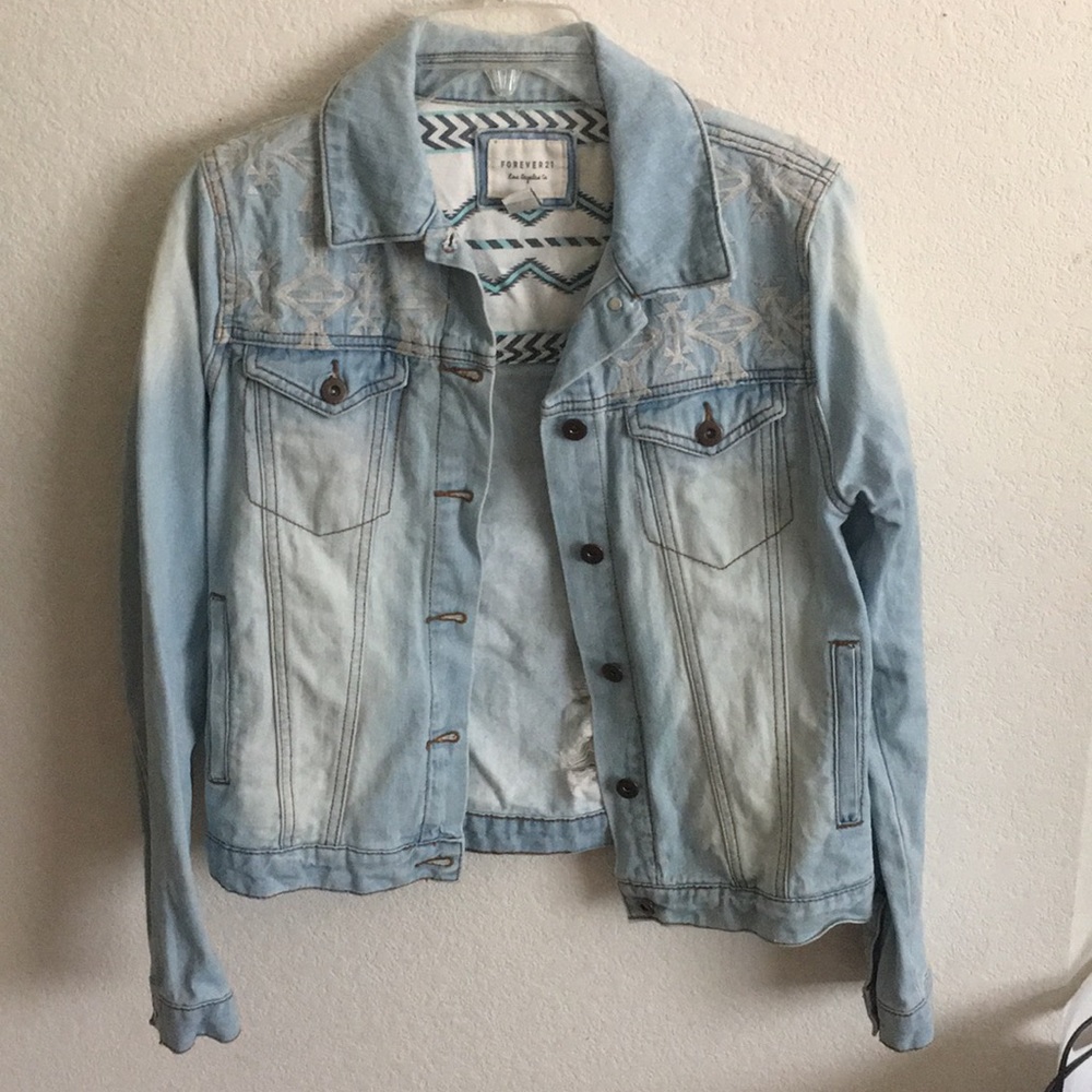 Forever 21 printed jean jacket